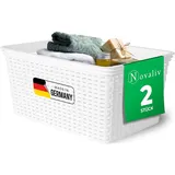 Novaliv Aufbewahrungskorb Rattan 2 Stück 14L 40 x 30 x 20 cm weiß