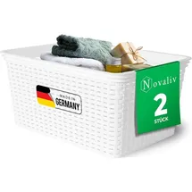 Novaliv Aufbewahrungskorb Rattan 2 Stück 14L 40 x 30 x 20 cm weiß