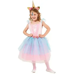 Kinder-Kleid "Einhorn", rosa/blau