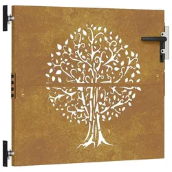 vidaXL Gartentor 85x100 cm Cortenstahl Baum-Design