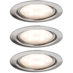 PAULMANN Unterschrankleuchte "3x4,5W 12VA 230V/350mA 65mm Metall Eisen gebürstet, 3er Set", silber (edelstahlfarben), Ø 6,5cm, Lampen, LED Möbel Einbauleuchten Set
