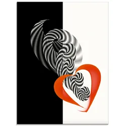 Glasbild ARTLAND "In der Mitte des Herzens", schwarz (farbe bild(er): schwarz), B:60cm H:80cm, Bilder, in verschiedenen Größen