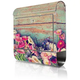 banjado Wandbriefkasten Edelstahl Blumenpfücken inkl. Zeitungsfach