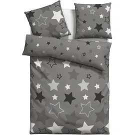 MY HOME Bettwäsche MY HOME "Dreamer in Gr. 135x200 oder 155x220 cm, ideal für Weihnachten", grau, B/L: 135cm x 200cm, 1 Stk., 1 Stk., Microfaser-Fleece, B/L: 80cm x 80cm, 2 Stk.