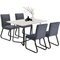 Homexperts Tischgruppe Tilda (140 cm, dunkelgrau / Betonoptik, 1 Tisch, 4 Stühle)