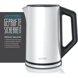 Arendo Frühstücksset, Wasserkocher ELEGANT 1,5 Liter & 2 Scheiben, Weiß