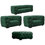 Fun Möbel Sofaset Designersofa NATALIE 3-1-1 in Stoff Riviera Grün - Grün