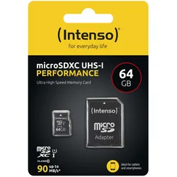 Intenso Performance - Flash-Speicherkarte (microSDXC-an-SD-Adapter inbegriffen) ...