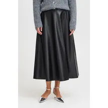 B.YOUNG BYDASAMA FULL SKIRT 20815521 a-Linien-Rock aus Lederimitat in black denim | 40