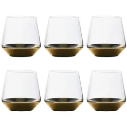 Intirilife 6x Trinkglas mit goldfarbenem Boden - 350 ml Füllmenge - Wasser Saft Glas Kristallglas Becher stoßfest