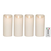 sompex 4er Set Flame LED Echtwachskerzen 18cm weiß mit Fernbedienung, 35731, Adventskranz-Set