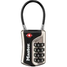 Master Lock TSA Zahlenschloss mit flexiblem Bügel, Nickel, 9,3 x 3,6 x 1,5 cm