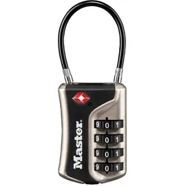 Master Lock TSA Zahlenschloss mit flexiblem Bügel, Nickel, 9,3 x 3,6 x 1,5 cm
