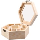 HEALLILY 1Pcs Holz Schmuckschatulle Schmuckbox Schmuckkasten Schmucketui Sechseckige Aufbewahrungsbox Geschenkbox Schmuckbehälter mit Deckel für Geburtstag Hochzeit Party Geschenk