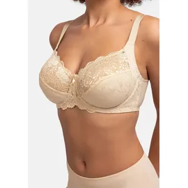 DORINA Bügel-BH "Philippa", Damen, Gr. 85, Cup D, beige, Spitze, Obermaterial: 38% Polyamid, 34% Polyester, 22% Baumwolle, 6% sonstige Fasern, unifarben, bequem, BHs Bügel-BH, mit Satinschleife, elastische Spitze, glänzende Träger