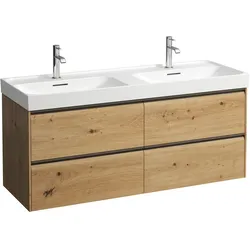 Waschtischunterbau, MEDA, 448x1284x515, mit 4 Schubladen, 2 Ordnungssysteme, integrierte Griffleiste, Vollauszug und Soft-Close, für Waschtisch MEDA H814112 (130 cm), weiß matt