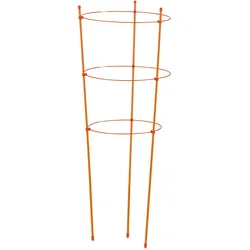 Relaxdays Rankhilfe 6er Set, Metall & Kunststoff, 76 cm hoch, 3 verstellbare Ringe, Rankstütze Kletterpflanzen, orange