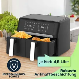 casativo Dual-Zone Heissluftfritteuse 2x 4,5 l schwarz