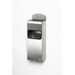PROREGAL Robuster Wandascher mit Abfallsammler & Hinweisschild | 4 Liter, HxBxT 58x20x12,5cm | Edelstahl | Ascher Aschenbecher