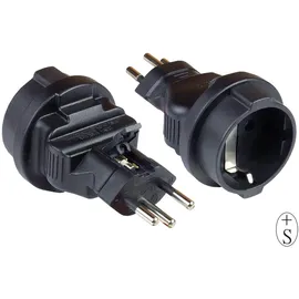 Good Connections Alcasa PA-6002S Netzstecker-Adapter Typ J (CH) Typ F, Schwarz