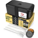 Umami Lunchbox Verschachtelbar 900 ml All-in-One - Brotdose, Enthält 4 Besteckteile, 1 Soßenbehälter und 1 herausnehmbaren Trenner