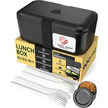 Umami Lunchbox Verschachtelbar 900 ml All-in-One - Brotdose, Enthält 4 Besteckteile, 1 Soßenbehälter und 1 herausnehmbaren Trenner