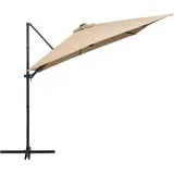 vidaXL Ampelschirm mit LED-Leuchten 250 x 250 cm taupe