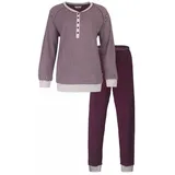 Tenderness Schlafanzug Damen Frottee Pyjama lang (2 tlg) kuschelige Qualität rot L