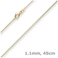 Schmuck Krone Goldkette 1,1mm Panzerkette aus 585 Gelbgold 45cm, Gold 585 goldfarben