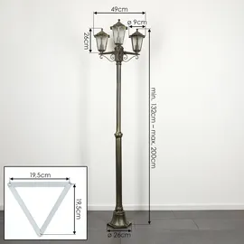 hofstein Wegeleuchte Metall/Glas 3xE27 IP44 ohne Leuchtmittel braun/gold/schwarz