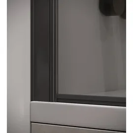 Badplaats Badewanne Torino 60 x 140 cm Schwarz - Drehbare Duschtrennwand mit 5 mm ESG Rauchglas, Nano-Beschichtung 600 1400cm -