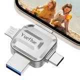 【NO APP】 Yueflue 256GB USB Stick für iPhone Speicherstick für i0S/OTG Android/PC, Vollmetall-Kreuzform 4 in 1 Speicherstick für iPhone USB Stick zum Speichern von Mehr Fotos und Videos.