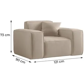 Fun Möbel Sessel Celes Premium Stoff Artico 70 x 80 x 90 cm Weiß mit Zierkissen