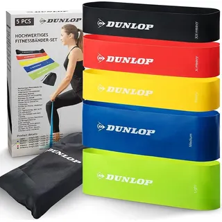 Dunlop Fitness Band Fitnessbänder Set - 5 Resistance Bands für schnelle Krafttraining Erfolge - Knackpopo in Rekordzeit - Premium Widerstandsbän... - Grün