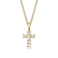 Elli PREMIUM Halskette Damen Kreuz Anhänger Elegant mit Topas aus 585 Gelbgold