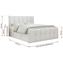 MKS Meble King Boxspringbett 200 x 200 cm H4 Weiß