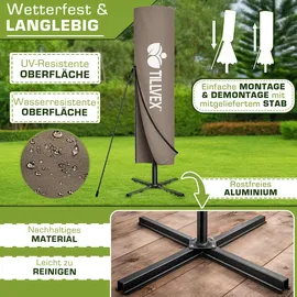 tillvex Alu Sonnenschirm Rechteckig Ø 330 cm Cappuccino