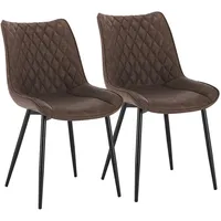 Woltu Esszimmerstuhl Kunstleder braun 2er Set