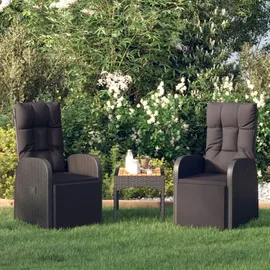 vidaXL Polyrattan Gartenstühle 57 x 69 x 106 cm schwarz 2 St. inkl. Auflage