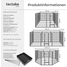 Tectake Welpenauslauf 8-teilig faltbar Grau 154 x 154 x 100 cm