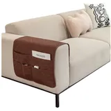 Rosnek Sofahusse Armbezug, wasserabweisend, rutschfest, mit Seitentasche, für Sofa, 50x90cm braun