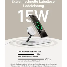 Anker MagGo Magnetic Wireless Ladegerät 15W 3-in-1 Pad weiß