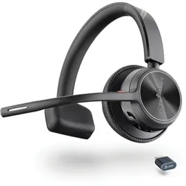 plt Poly Voyager 4310 UC Headset, Ein-Ohr-Bluetooth, Noise Cancelling, für PC/Mac/Mobiltelefon, kompatibel mit Teams, und Zoom – Schwarz