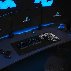 Titanwolf Gaming Mauspad, 900 x 400mm XXL Mousepad, verbessert Präzision & Geschwindigkeit, Wolf Skull