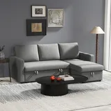 Homcom Ecksofa mit Schlaffunktion, Stauraum, Bettkasten, Eckcouch, Chaiselongue, L-Form, 211,5 x 146 x 85 cm Aosom