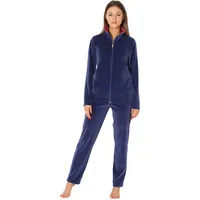 Merry Style Damen Velours Freizeitanzug Hausanzug MSMG001 (Dunkelblau/Rosa(1737), XL) - XL