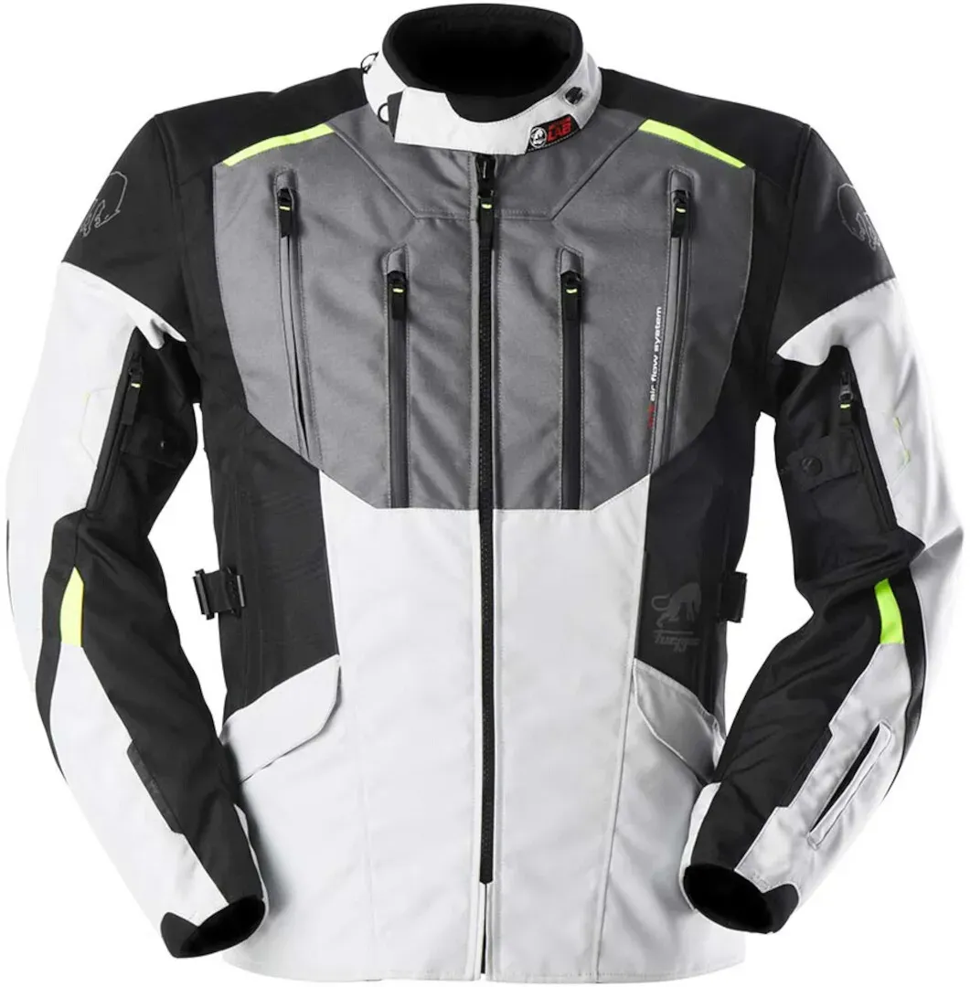 Furygan Brooks Motorrad Textiljacke, schwarz-grau-weiss-gelb, Größe L