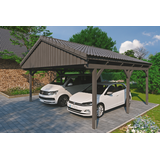 SKANHOLZ Skan Holz Carport Fichtelberg 618 cm x 566 cm Dachlattung Schiefergrau