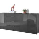 Die Möbelfundgrube Sideboard Santorin 226 x 99 x 40 cm Anthrazit / Grau