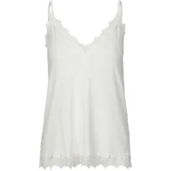 Unterhemd ROSEMUNDE "Billie Strap Top", Damen, Gr. 46, N-Gr, weiß (ivory), Obermaterial: 90% Polyester, 10% Elasthan, unifarben, casual, normal, V-Ausschnitt, ärmellos, Unterhemden, wunderschöner Vintage-Spitzenbesatz an Ausschnitt und Saum